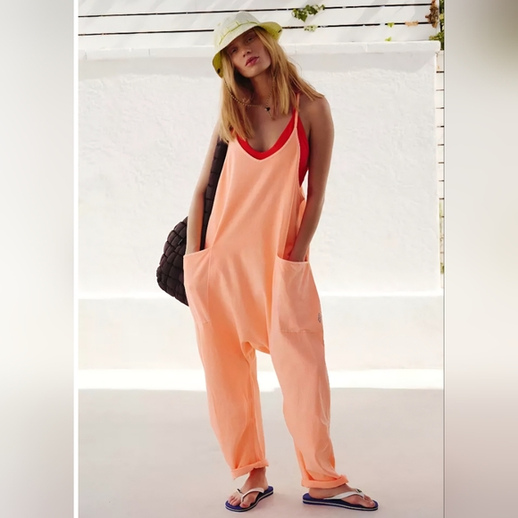 FP Movement by Free People Pants - FP Movement by Free People Hot Shot Onsie In Pastel Peach, NWT